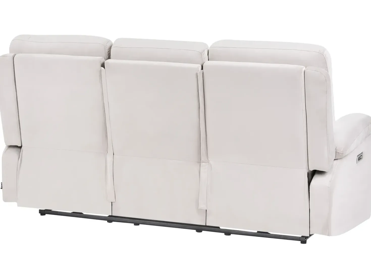 Set da salotto reclinabile elettrico 6 posti BERGEN Velluto Beige chiaro con porta USB