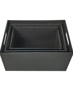 Set de 3 cutii LARSA Pelle sintetica Grigio grafite