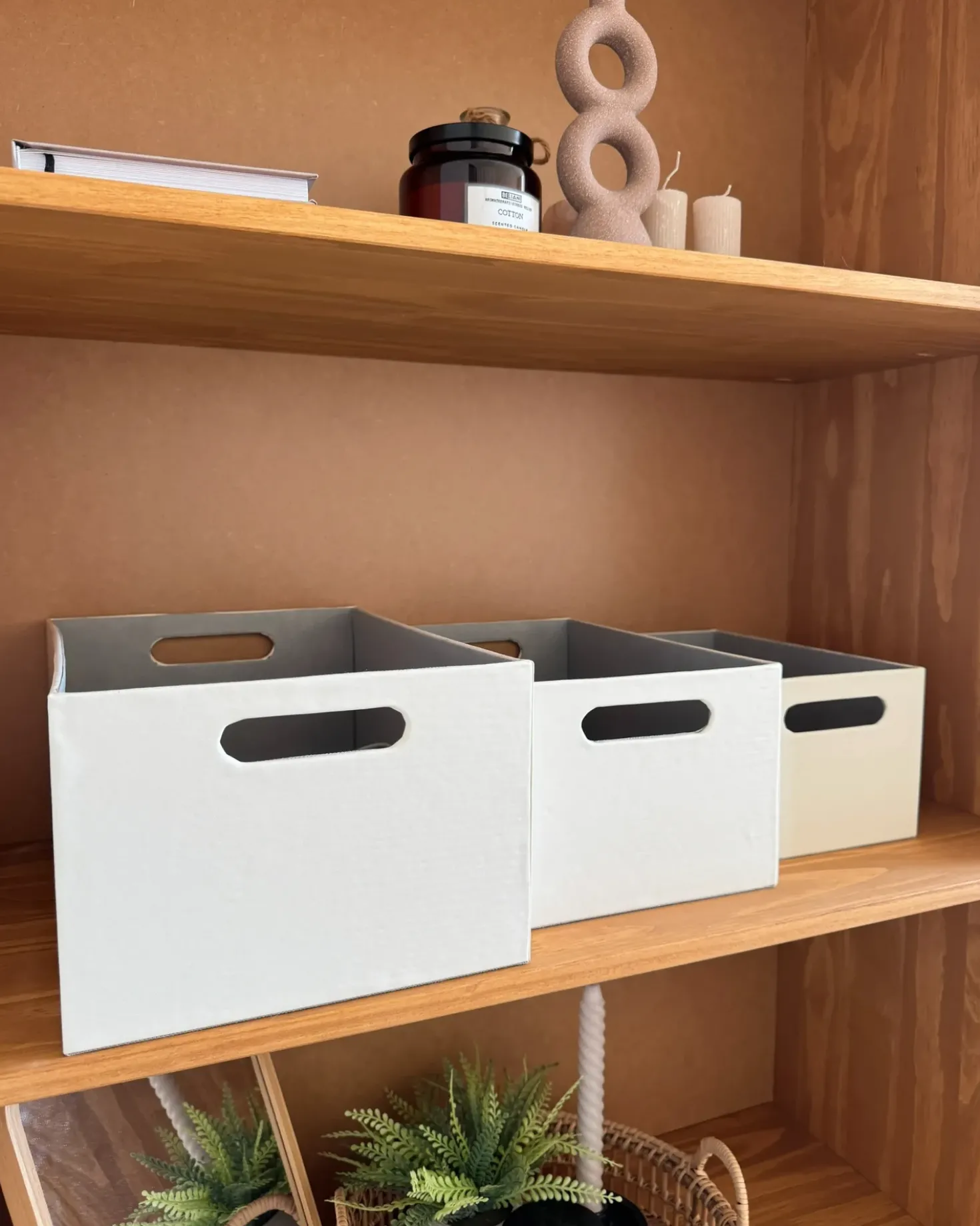 Set de 3 cutii LARSA Pelle sintetica Beige