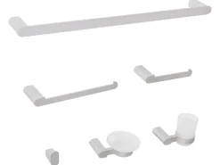 Set di 6 accessori da bagno PARACAS con barre e ganci per asciugamani Argento
