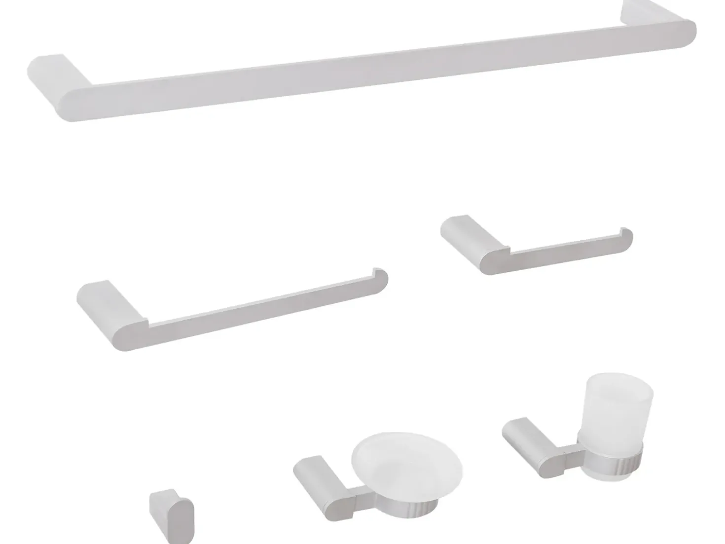 Set di 6 accessori da bagno PARACAS con barre e ganci per asciugamani Argento