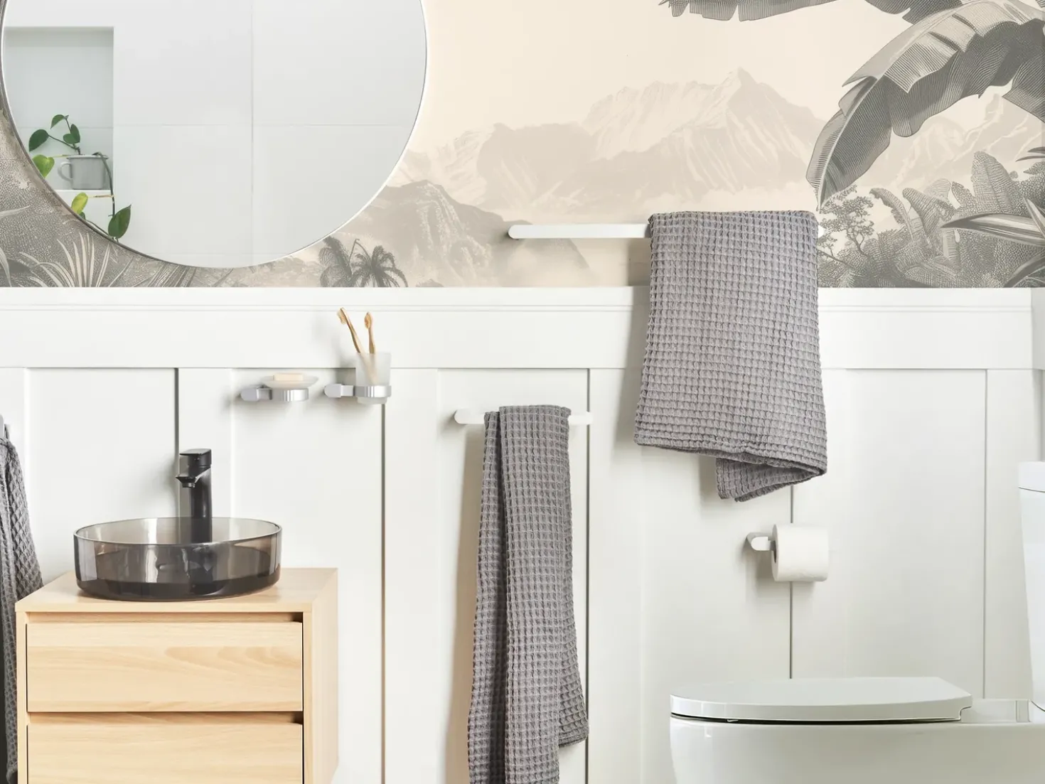 Set di 6 accessori da bagno PARACAS con barre e ganci per asciugamani Argento