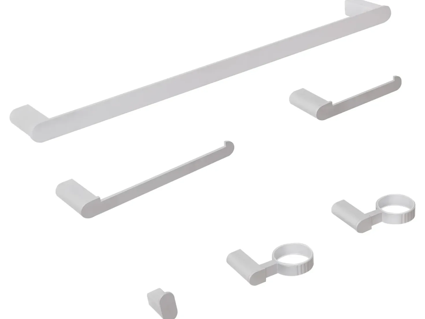 Set di 6 accessori da bagno PARACAS con barre e ganci per asciugamani Argento
