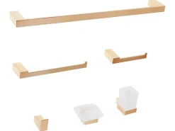 Set di 6 accessori da bagno TUMACO con barre e ganci per asciugamani Oro