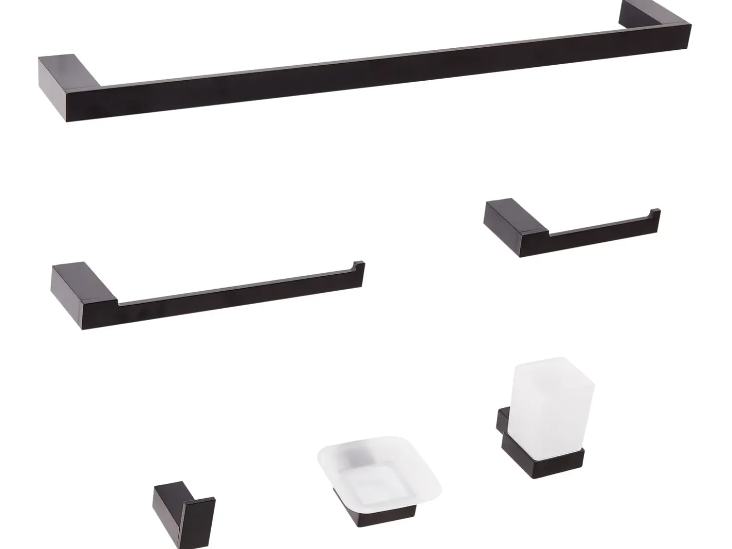 Set di 6 accessori da bagno TUMACO con barre e ganci per asciugamani Nero