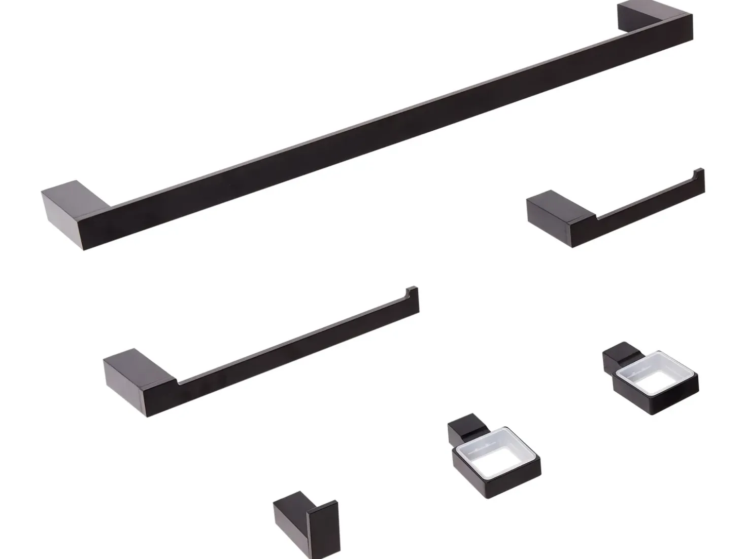 Set di 6 accessori da bagno TUMACO con barre e ganci per asciugamani Nero