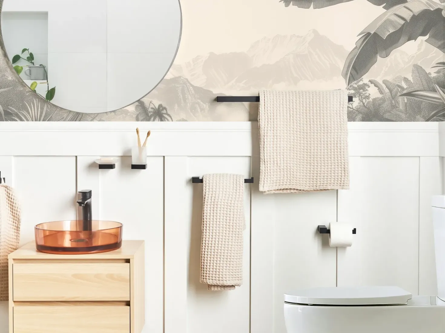 Set di 6 accessori da bagno TUMACO con barre e ganci per asciugamani Nero
