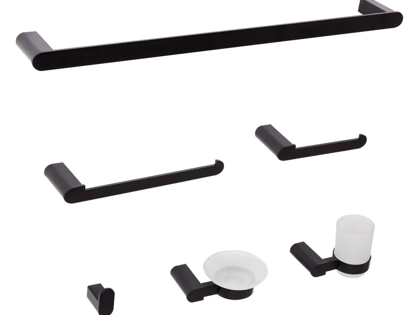 Set di 6 accessori da bagno PARACAS con barre e ganci per asciugamani Nero