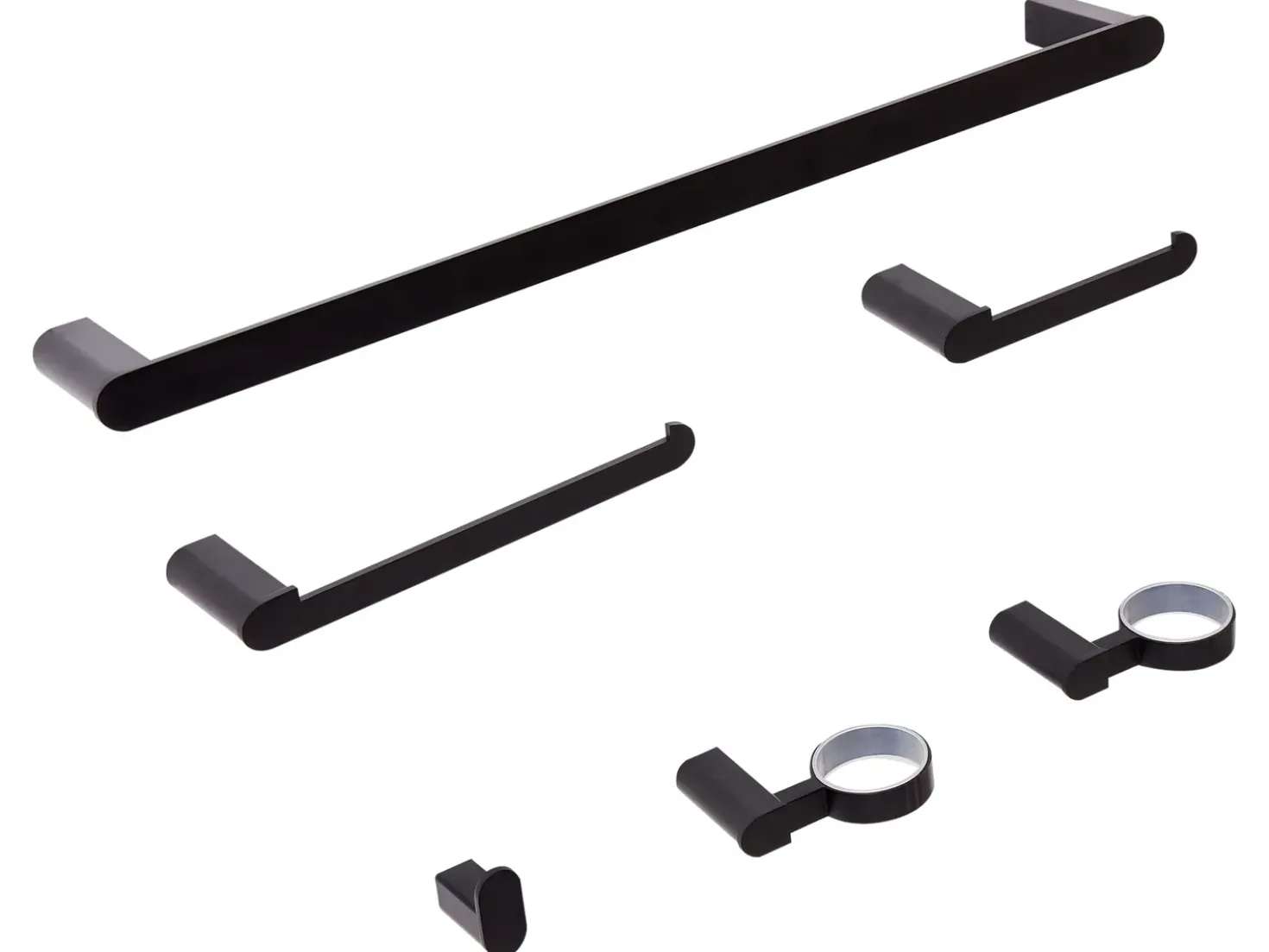Set di 6 accessori da bagno PARACAS con barre e ganci per asciugamani Nero