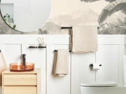 Set di 6 accessori da bagno PARACAS con barre e ganci per asciugamani Nero