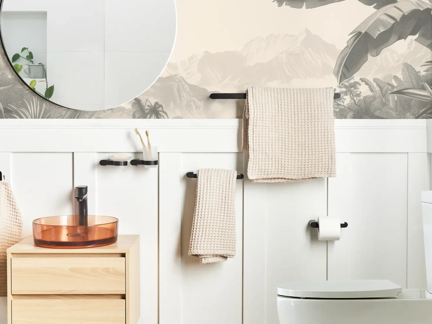 Set di 6 accessori da bagno PARACAS con barre e ganci per asciugamani Nero