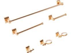 Set di 6 accessori da bagno TALARA con barre e ganci per asciugamani Oro