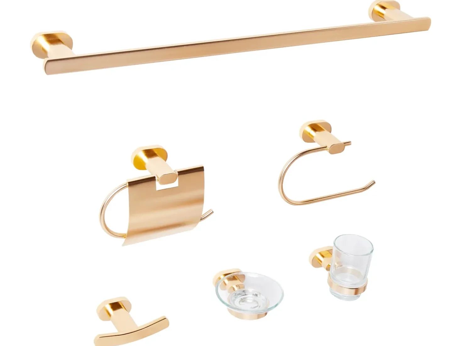 Set di 6 accessori da bagno TOCOPILLA con barre e ganci per asciugamani Oro