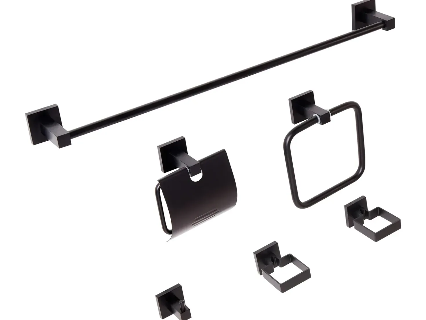 Set di 6 accessori da bagno UVITA con barre e ganci per asciugamani Nero
