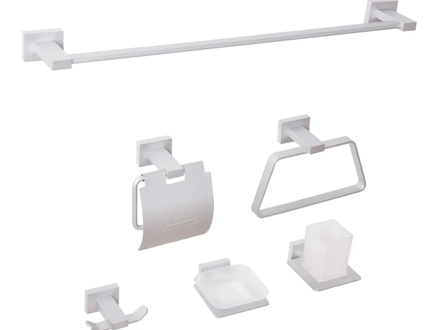 Set di 6 accessori da bagno RIOHACHA con barre e ganci per asciugamani Argento