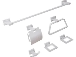 Set di 6 accessori da bagno RIOHACHA con barre e ganci per asciugamani Argento
