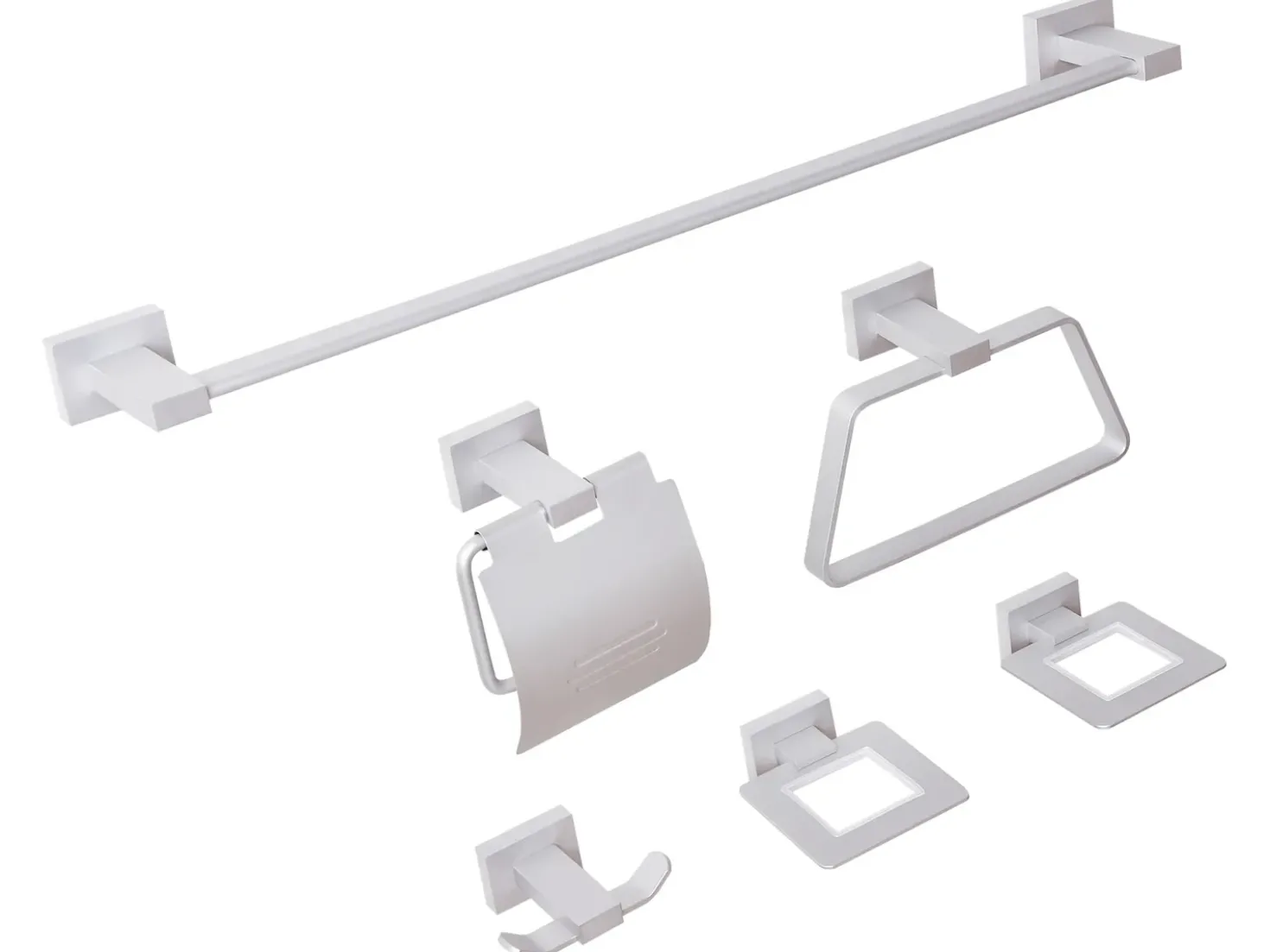 Set di 6 accessori da bagno RIOHACHA con barre e ganci per asciugamani Argento