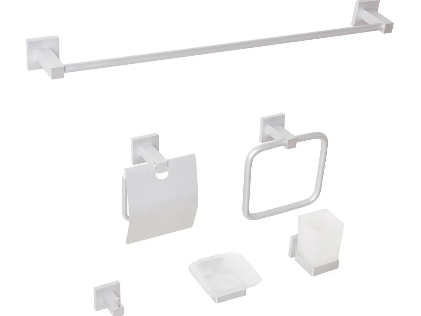 Set di 6 accessori da bagno UVITA con barre e ganci per asciugamani Argento
