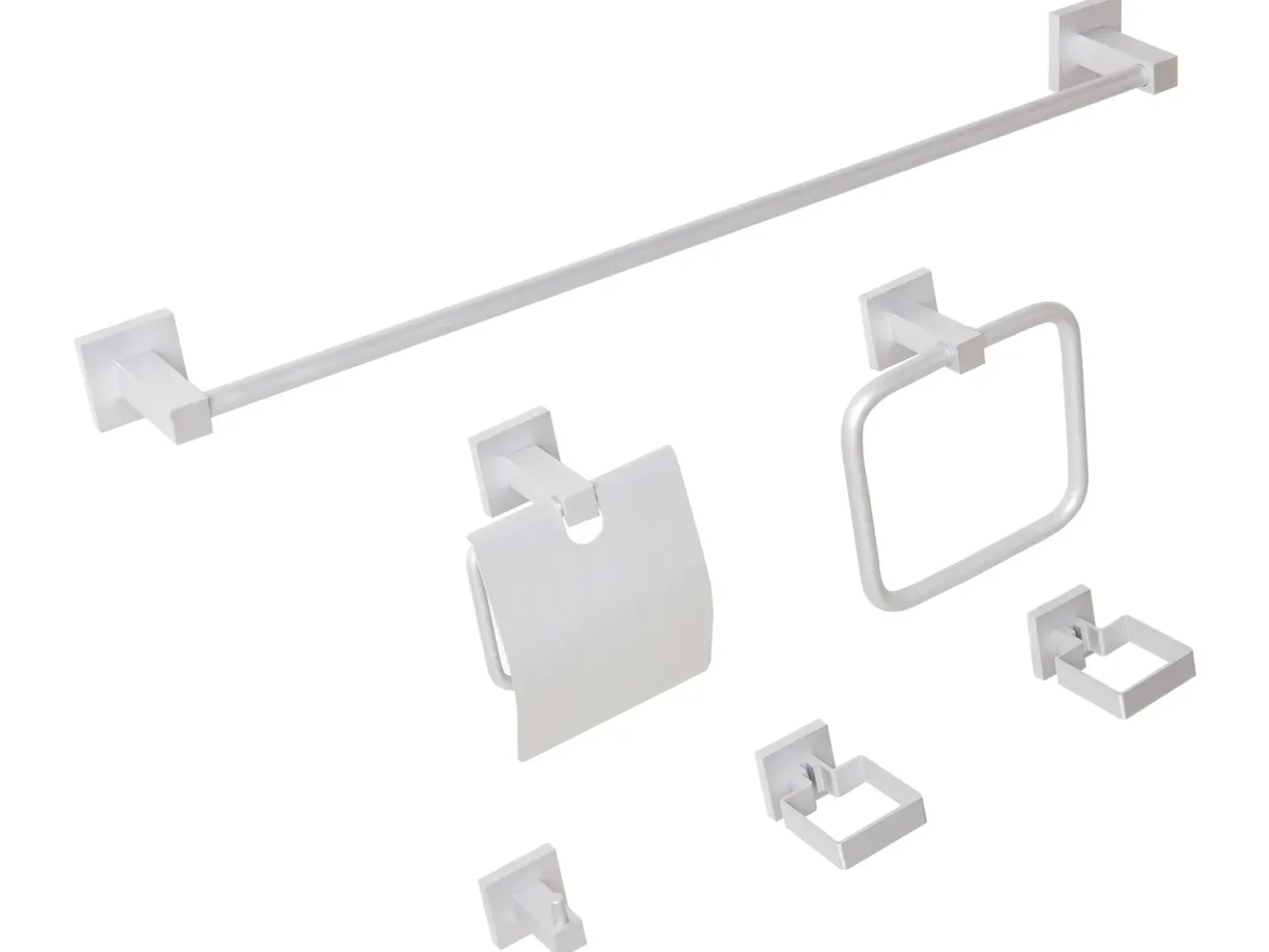 Set di 6 accessori da bagno UVITA con barre e ganci per asciugamani Argento