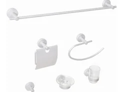 Set di 6 accessori da bagno ZARUMA con barre e ganci per asciugamani Argento