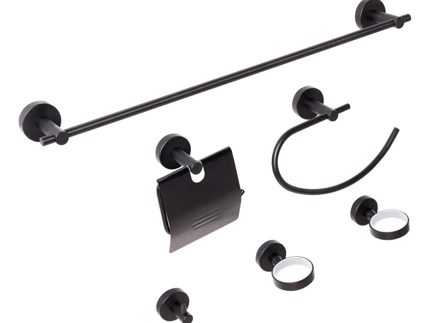 Set di 6 accessori da bagno ZARUMA con barre e ganci per asciugamani Nero