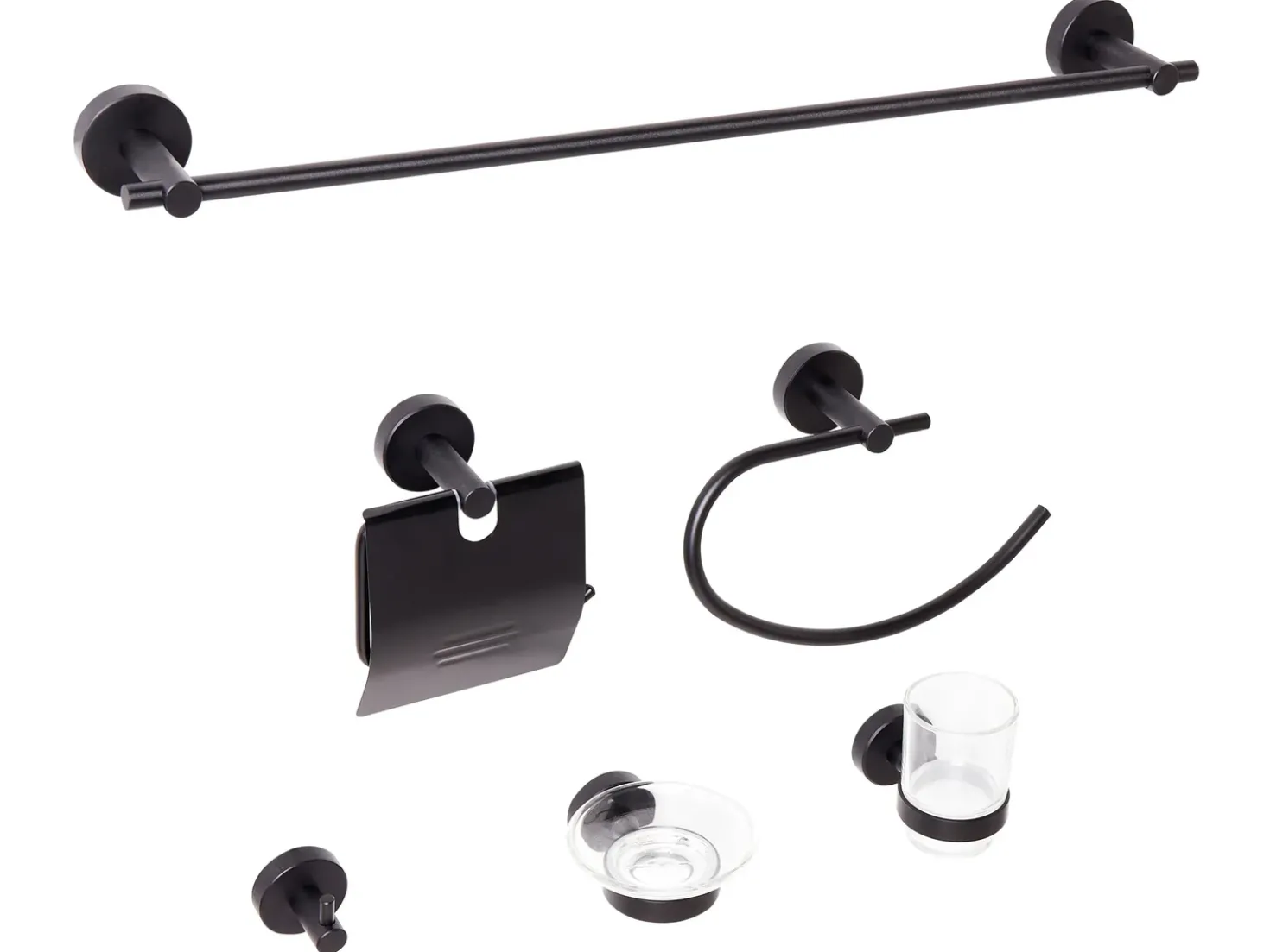 Set di 6 accessori da bagno ZARUMA con barre e ganci per asciugamani Nero
