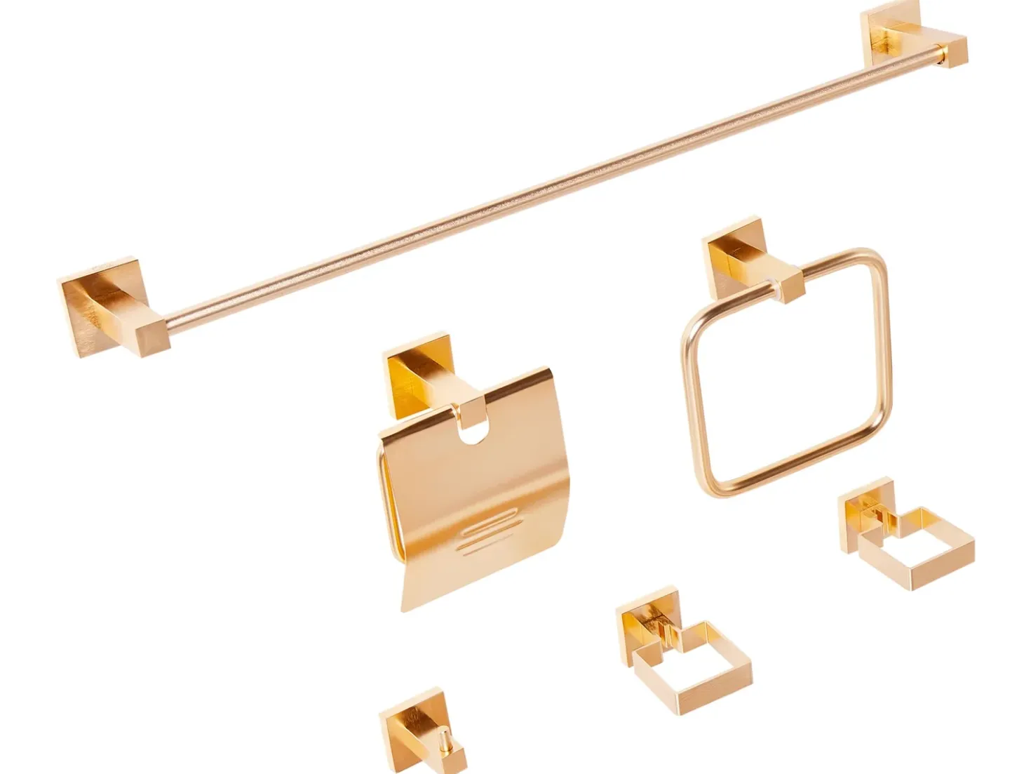 Set di 6 accessori da bagno UVITA con barre e ganci per asciugamani Oro