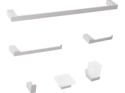 Set di 6 accessori da bagno TUMACO con barre e ganci per asciugamani Argento