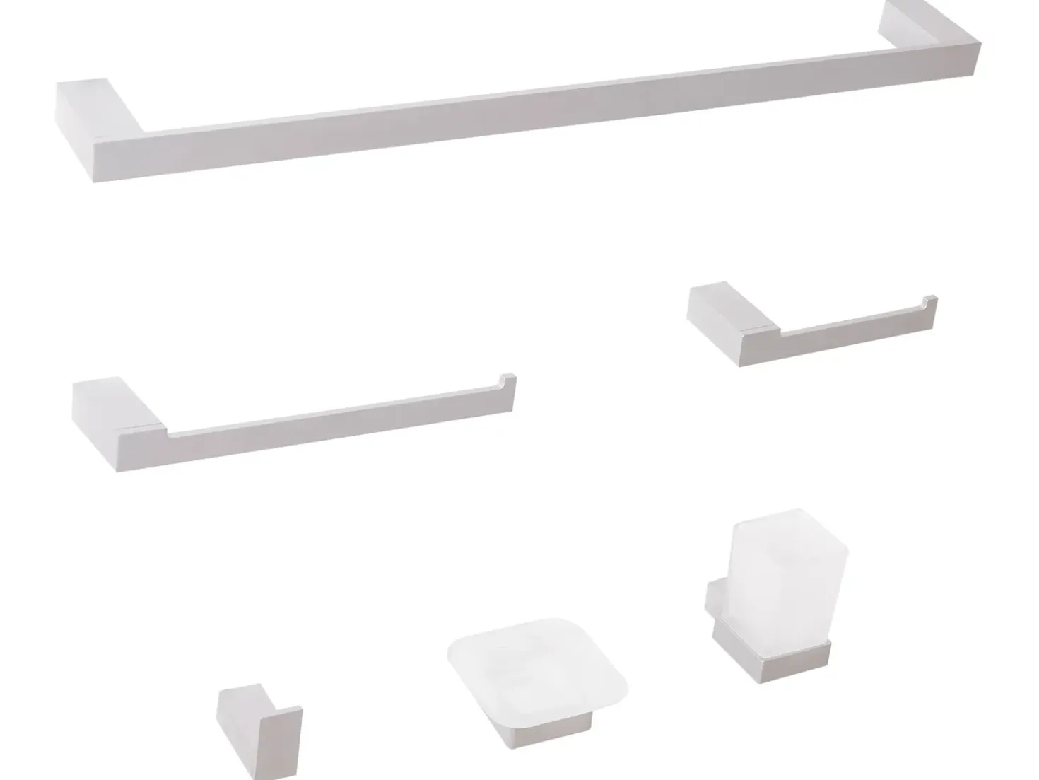 Set di 6 accessori da bagno TUMACO con barre e ganci per asciugamani Argento