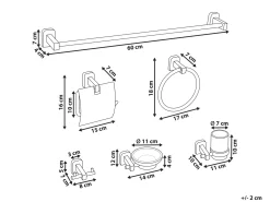 Set di 6 accessori da bagno POCONE con barre e ganci per asciugamani Nero