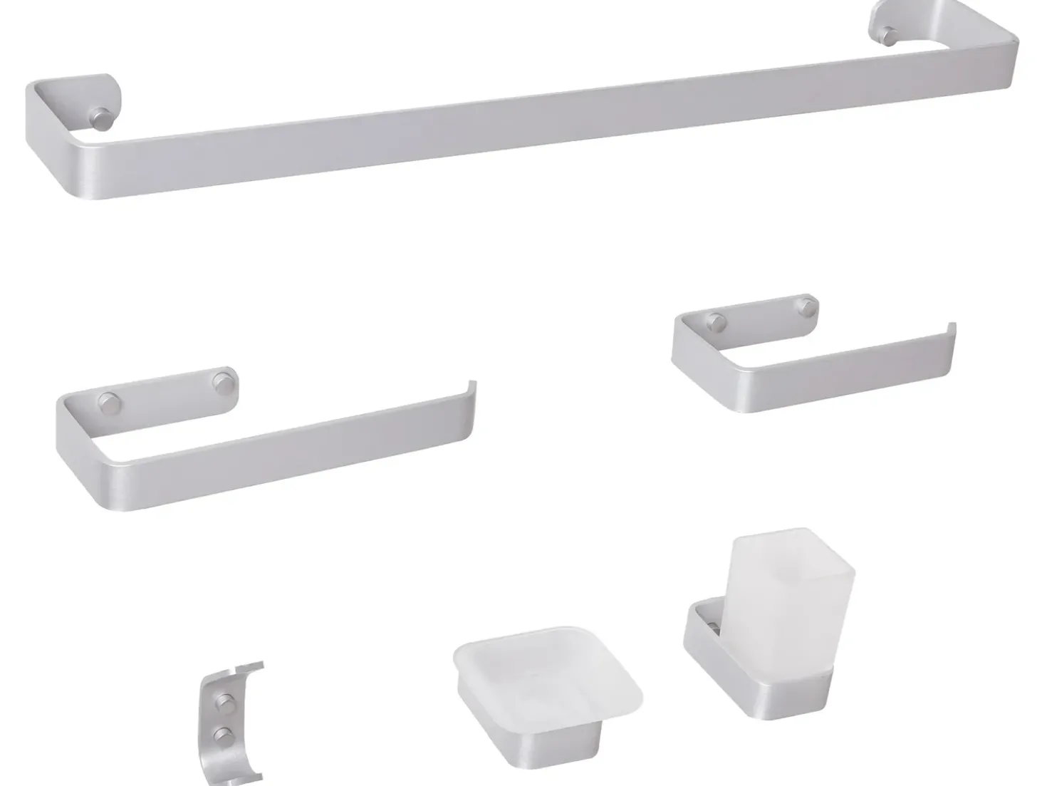 Set di 6 accessori da bagno ZORRITOS con barre e ganci per asciugamani Metallo Argento