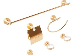 Set di 6 accessori da bagno ZARUMA con barre e ganci per asciugamani Oro