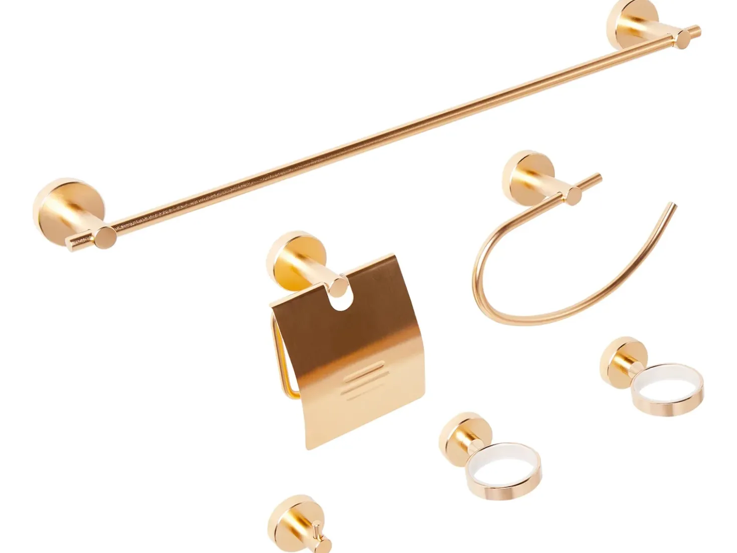 Set di 6 accessori da bagno ZARUMA con barre e ganci per asciugamani Oro