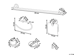Set di 6 accessori da bagno ZARUMA con barre e ganci per asciugamani Oro
