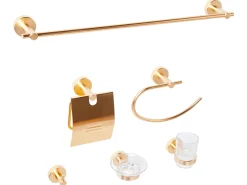 Set di 6 accessori da bagno ZARUMA con barre e ganci per asciugamani Oro
