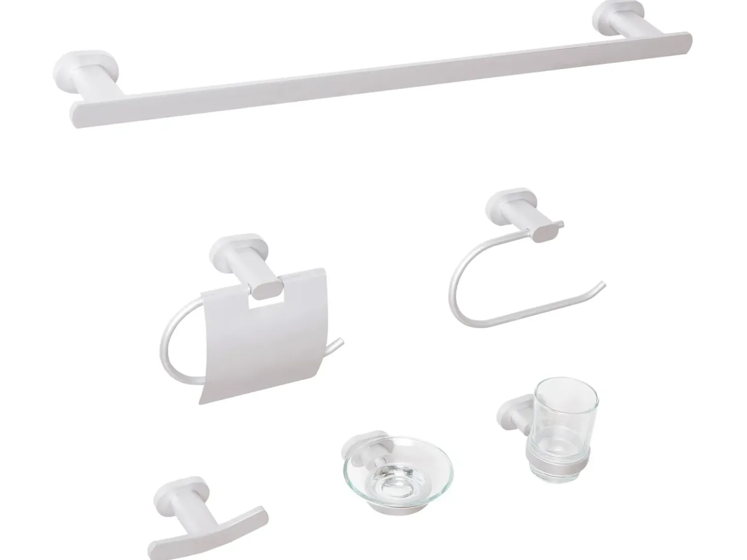 Set di 6 accessori da bagno TOCOPILLA con barre e ganci per asciugamani Argento