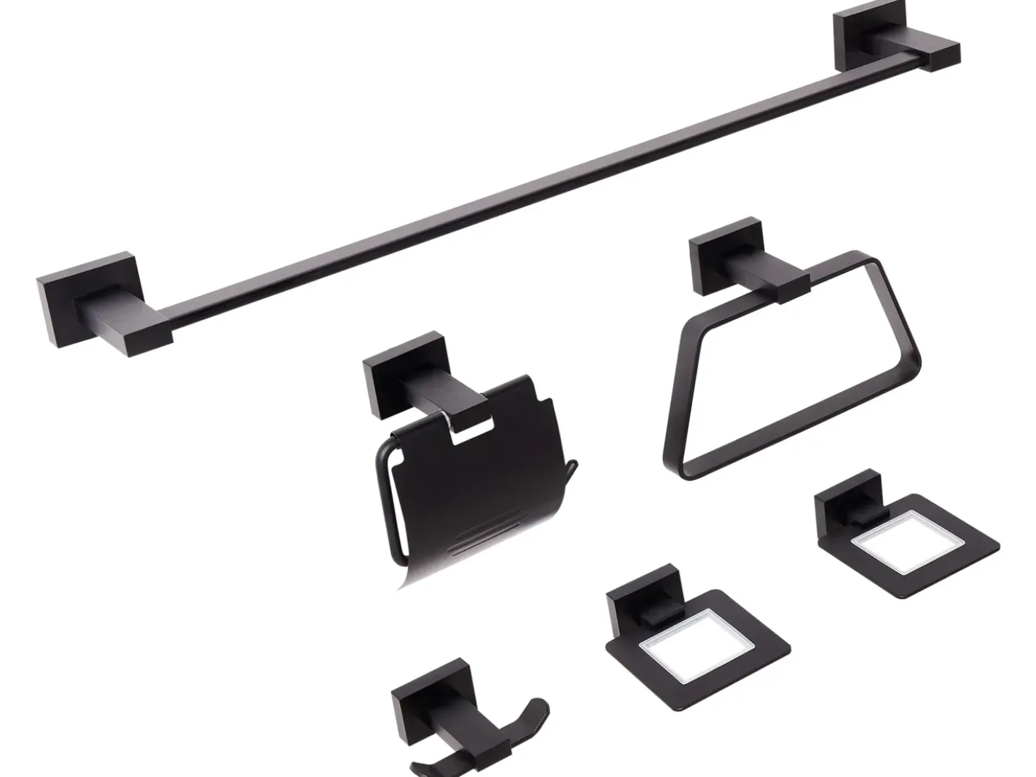 Set di 6 accessori da bagno RIOHACHA con barre e ganci per asciugamani Nero
