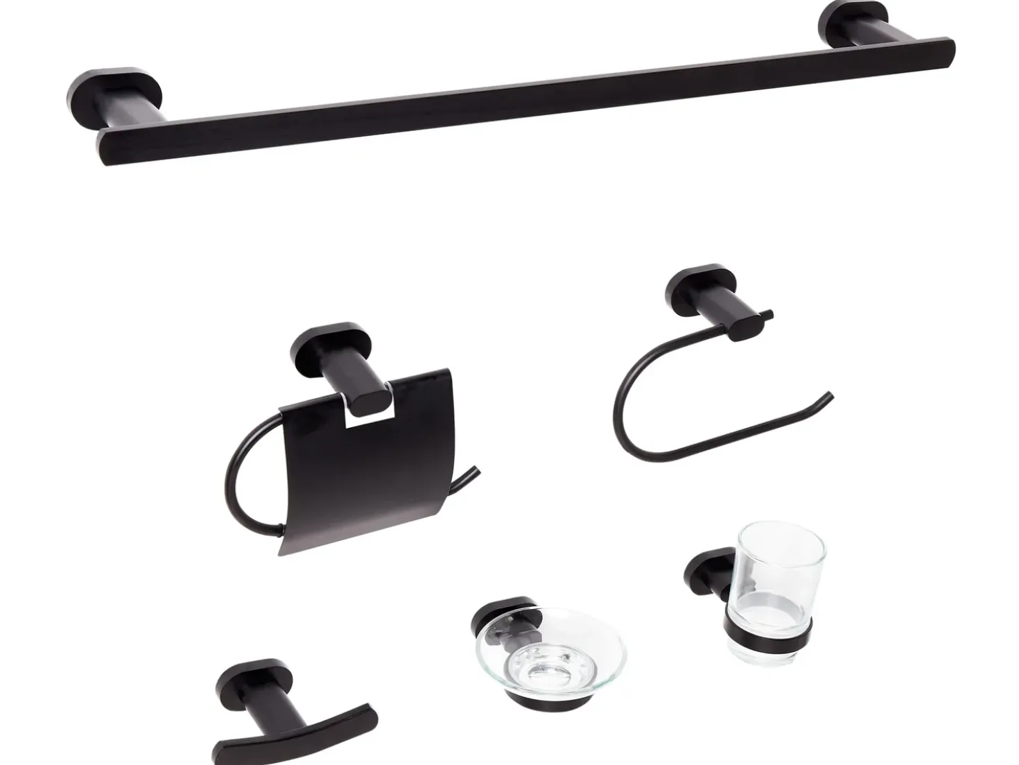 Set di 6 accessori da bagno TOCOPILLA con barre e ganci per asciugamani Nero
