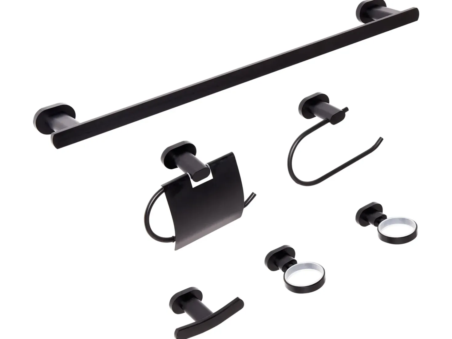 Set di 6 accessori da bagno TOCOPILLA con barre e ganci per asciugamani Nero