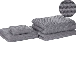 Set di 4 asciugamani AREORA Cotone Grigio chiaro