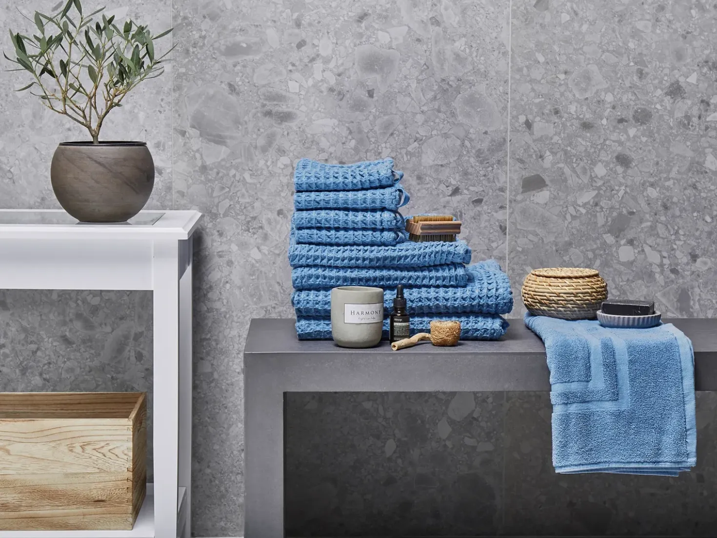 Set di 9 asciugamani AREORA Cotone Blu