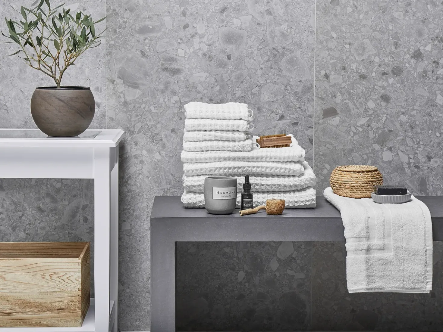 Set di 9 asciugamani AREORA Cotone Bianco