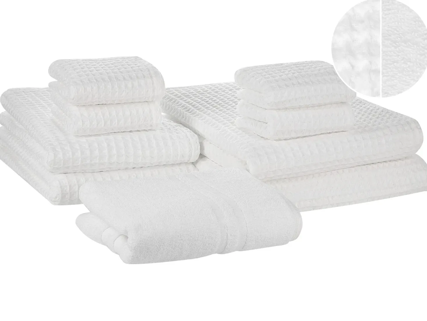 Set di 9 asciugamani AREORA Cotone Bianco