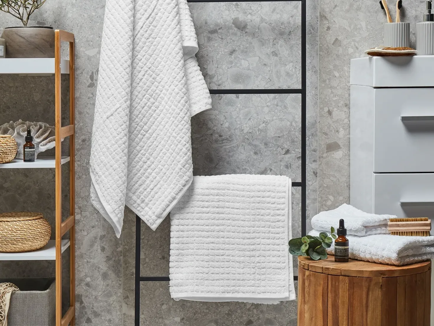 Set di 4 asciugamani ATAI Cotone Bianco