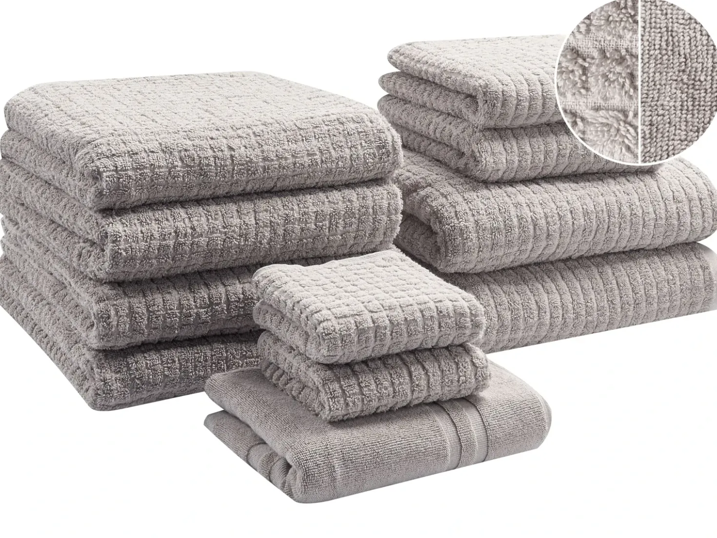 Set di 11 asciugamani ATAI Cotone Grigio chiaro