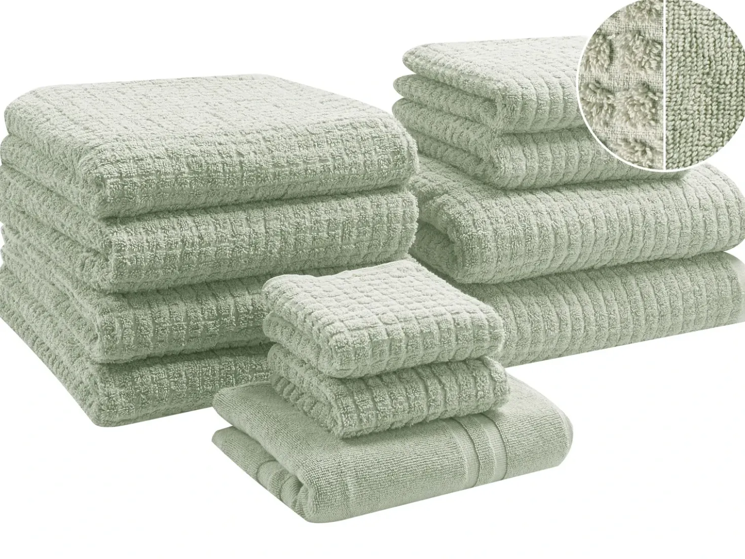 Set di 11 asciugamani ATAI Cotone Verde chiaro