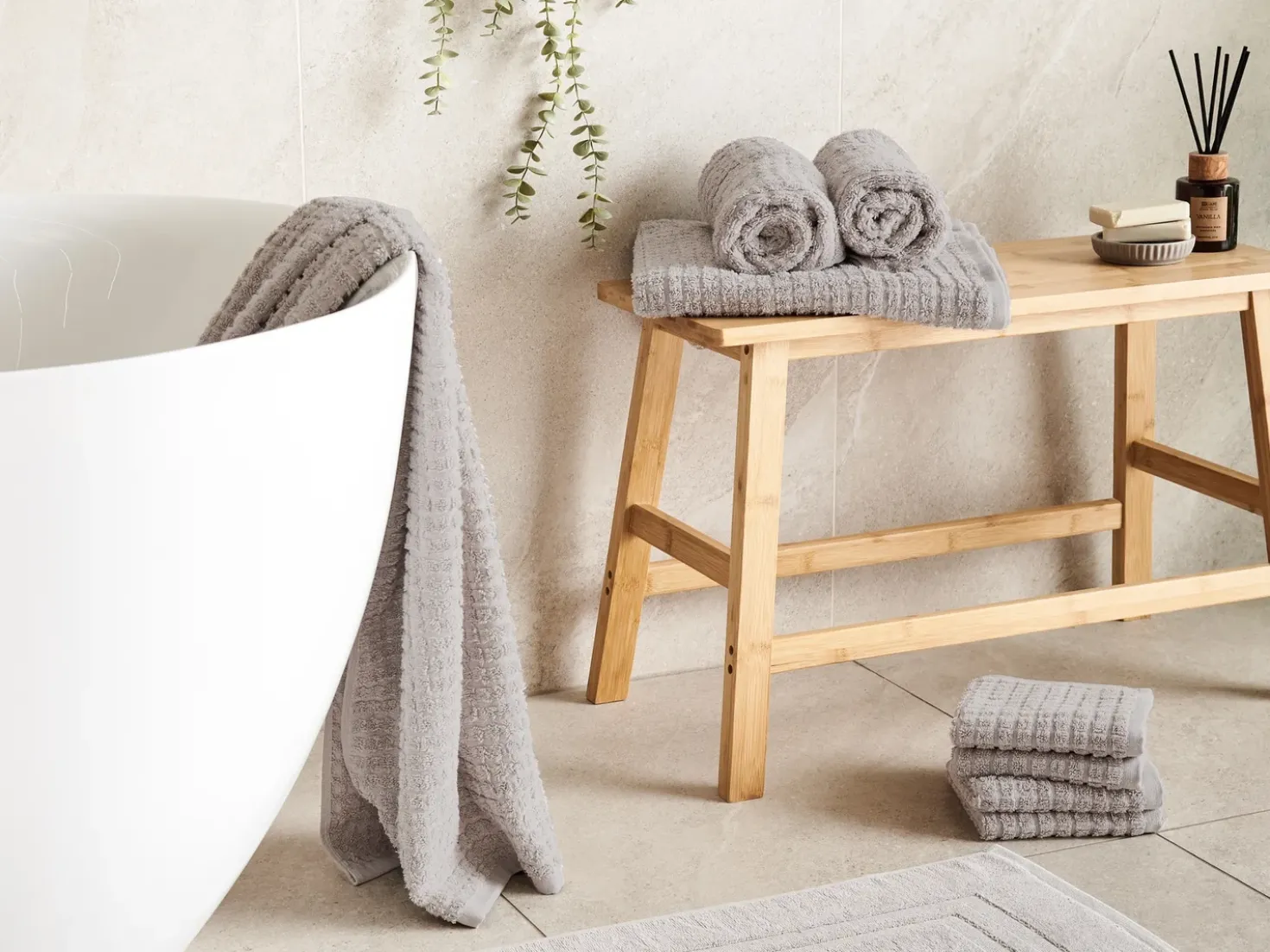 Set di 9 asciugamani ATAI Cotone Grigio chiaro