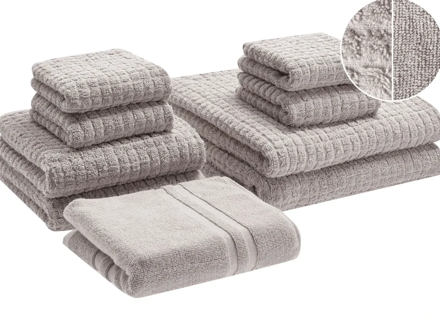 Set di 9 asciugamani ATAI Cotone Grigio chiaro