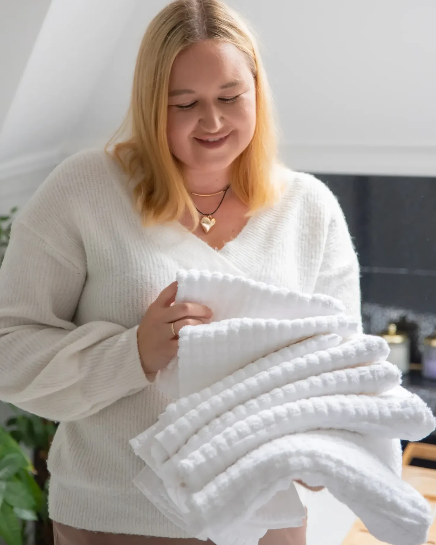 Set di 9 asciugamani ATAI Cotone Bianco