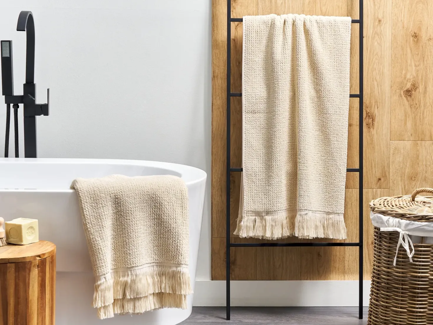 Set di 2 asciugamani ATIU Tessuto a spugna Beige